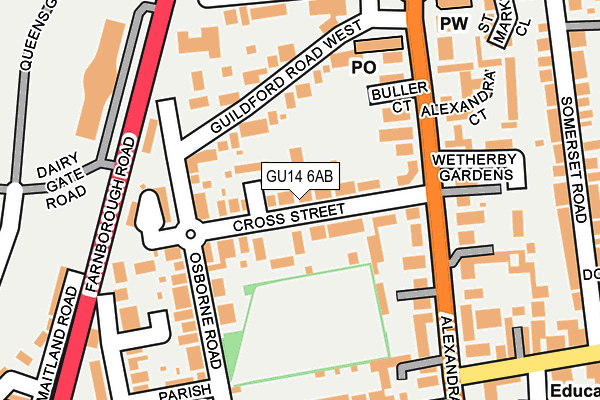 GU14 6AB map - OS OpenMap – Local (Ordnance Survey)