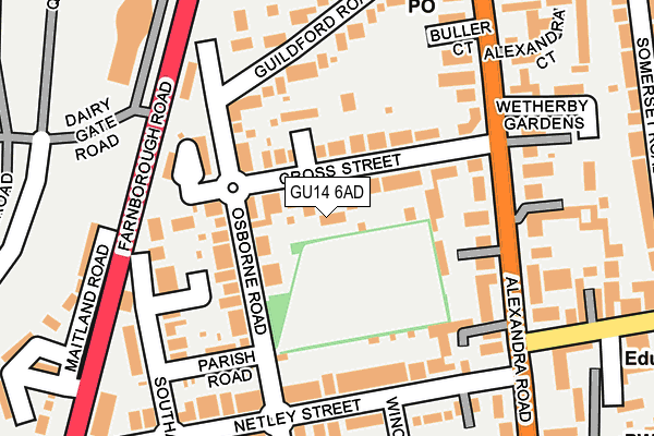 GU14 6AD map - OS OpenMap – Local (Ordnance Survey)