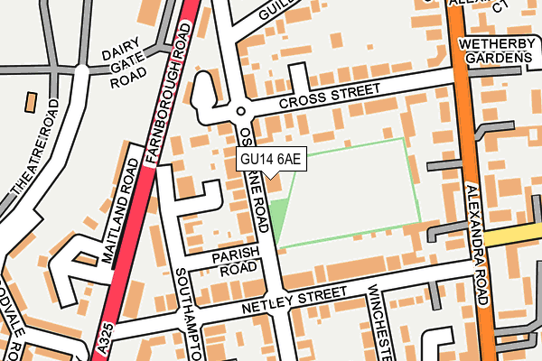 GU14 6AE map - OS OpenMap – Local (Ordnance Survey)