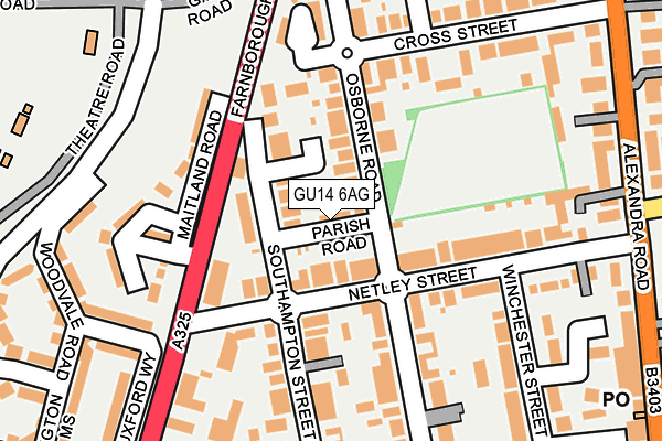 GU14 6AG map - OS OpenMap – Local (Ordnance Survey)