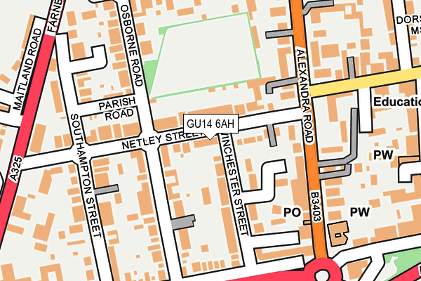 GU14 6AH map - OS OpenMap – Local (Ordnance Survey)