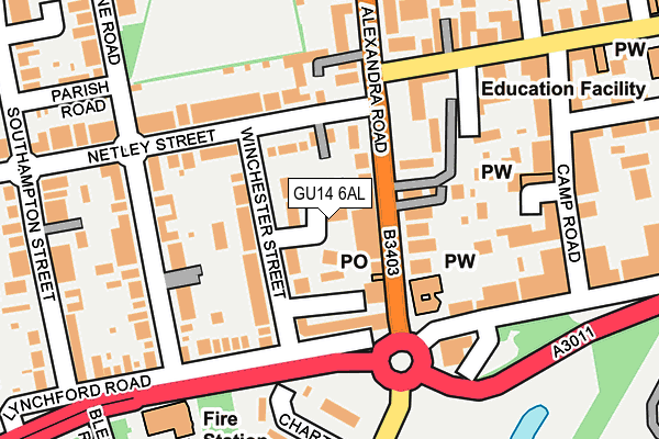 GU14 6AL map - OS OpenMap – Local (Ordnance Survey)