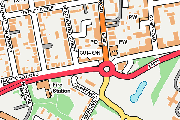 GU14 6AN map - OS OpenMap – Local (Ordnance Survey)