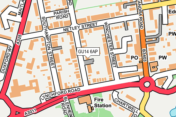 GU14 6AP map - OS OpenMap – Local (Ordnance Survey)