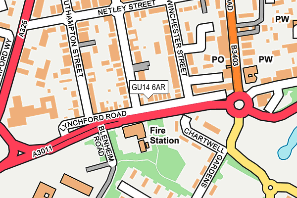 GU14 6AR map - OS OpenMap – Local (Ordnance Survey)