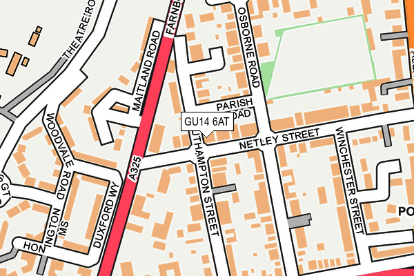 GU14 6AT map - OS OpenMap – Local (Ordnance Survey)