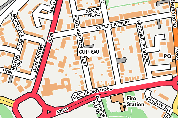 GU14 6AU map - OS OpenMap – Local (Ordnance Survey)