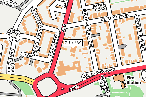 GU14 6AY map - OS OpenMap – Local (Ordnance Survey)