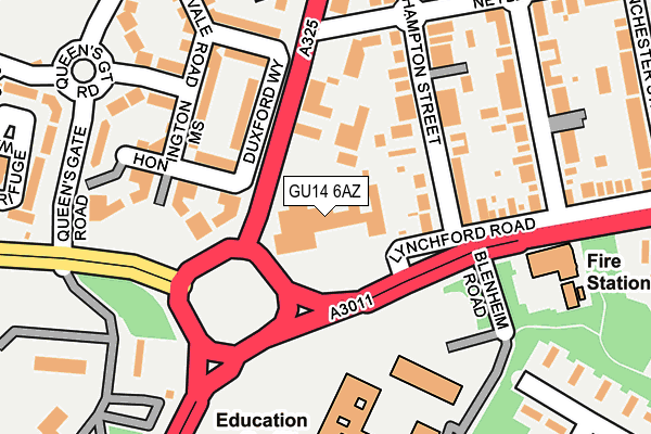 GU14 6AZ map - OS OpenMap – Local (Ordnance Survey)