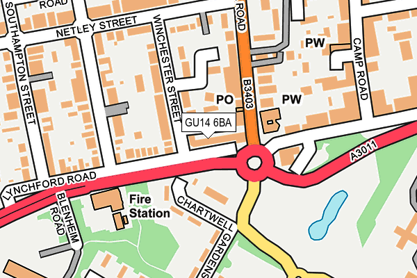 GU14 6BA map - OS OpenMap – Local (Ordnance Survey)