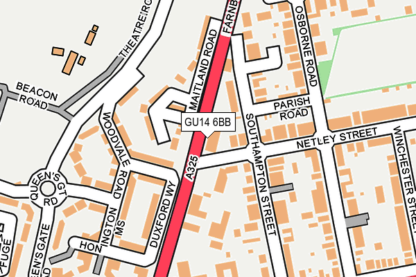 GU14 6BB map - OS OpenMap – Local (Ordnance Survey)