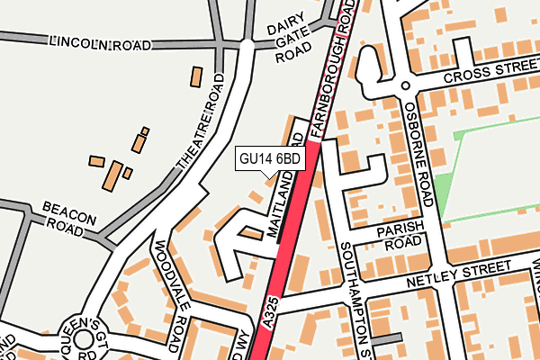 GU14 6BD map - OS OpenMap – Local (Ordnance Survey)