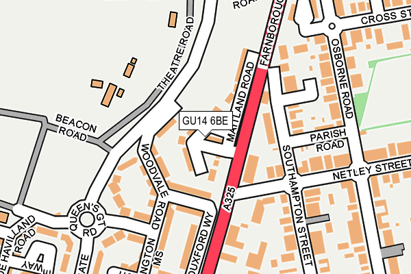 GU14 6BE map - OS OpenMap – Local (Ordnance Survey)