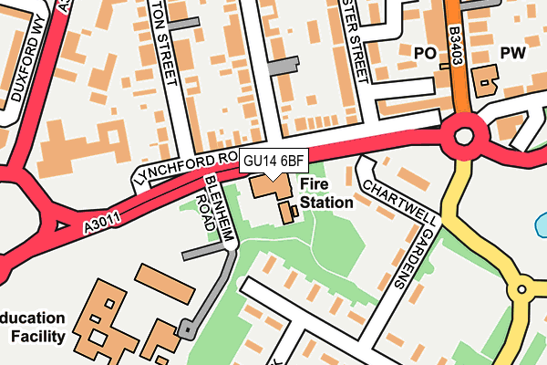 GU14 6BF map - OS OpenMap – Local (Ordnance Survey)