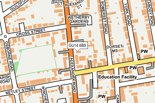 GU14 6BS map - OS OpenMap – Local (Ordnance Survey)