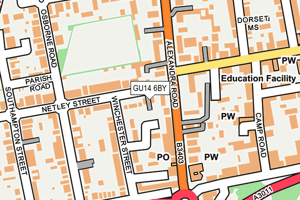 GU14 6BY map - OS OpenMap – Local (Ordnance Survey)