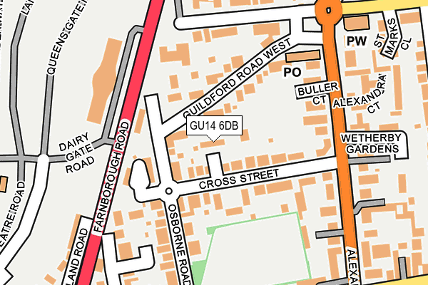 GU14 6DB map - OS OpenMap – Local (Ordnance Survey)