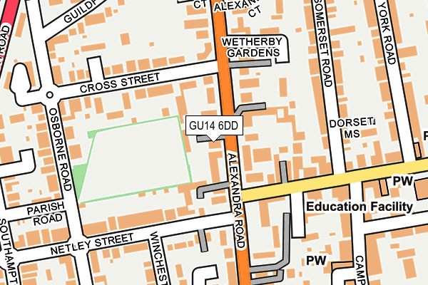 GU14 6DD map - OS OpenMap – Local (Ordnance Survey)
