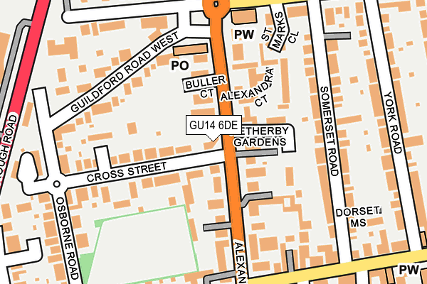 GU14 6DE map - OS OpenMap – Local (Ordnance Survey)