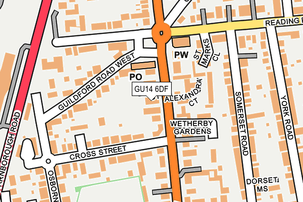 GU14 6DF map - OS OpenMap – Local (Ordnance Survey)