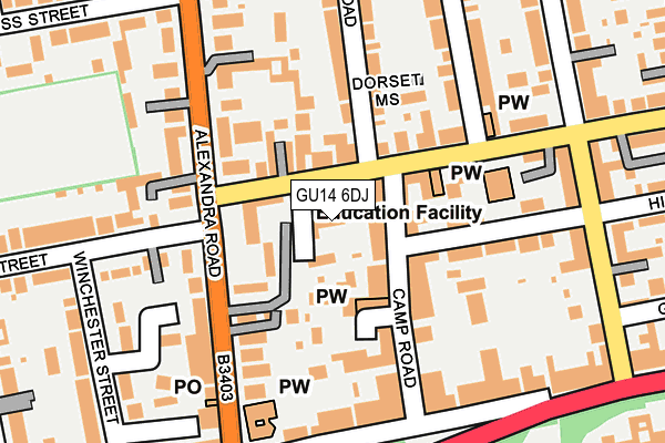 GU14 6DJ map - OS OpenMap – Local (Ordnance Survey)