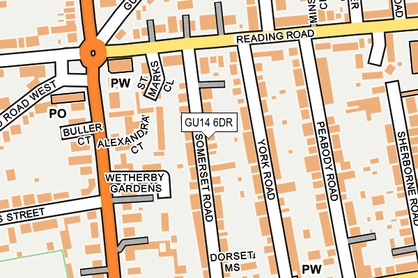 GU14 6DR map - OS OpenMap – Local (Ordnance Survey)