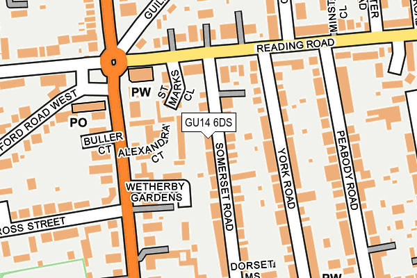 GU14 6DS map - OS OpenMap – Local (Ordnance Survey)