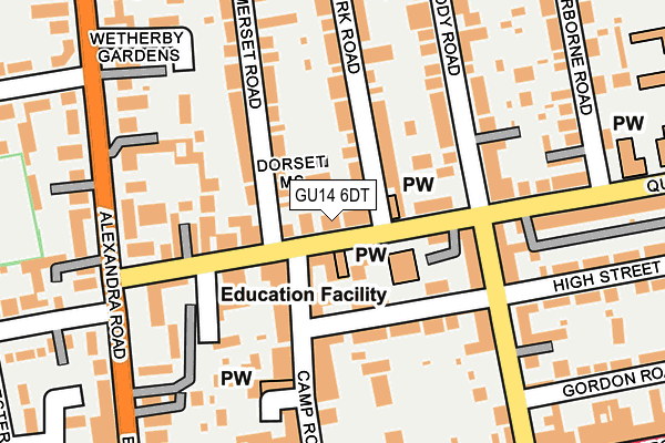 GU14 6DT map - OS OpenMap – Local (Ordnance Survey)