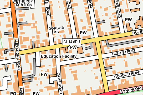 GU14 6DU map - OS OpenMap – Local (Ordnance Survey)