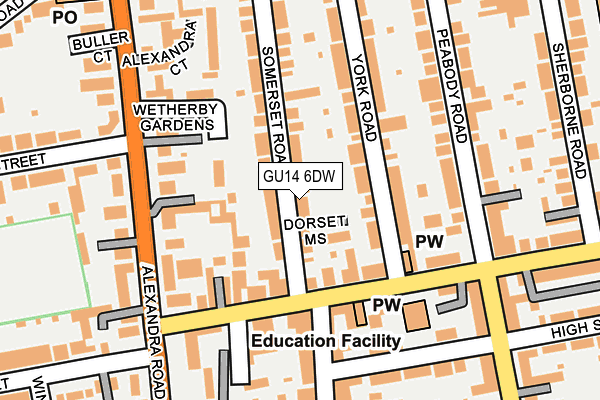 GU14 6DW map - OS OpenMap – Local (Ordnance Survey)