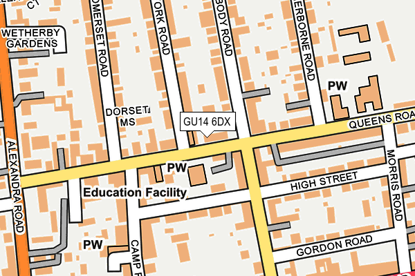 GU14 6DX map - OS OpenMap – Local (Ordnance Survey)