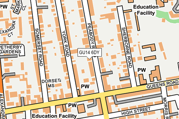 GU14 6DY map - OS OpenMap – Local (Ordnance Survey)