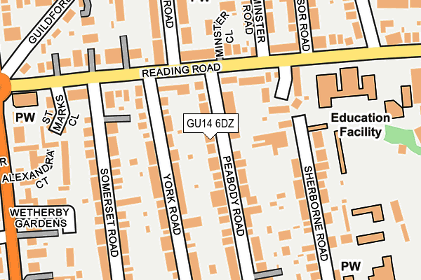 GU14 6DZ map - OS OpenMap – Local (Ordnance Survey)