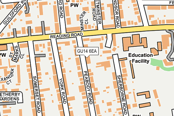 GU14 6EA map - OS OpenMap – Local (Ordnance Survey)