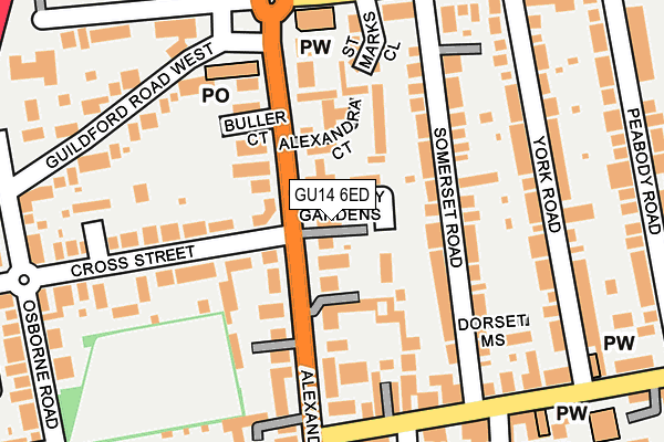 GU14 6ED map - OS OpenMap – Local (Ordnance Survey)