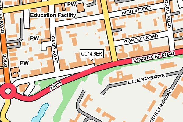 GU14 6ER map - OS OpenMap – Local (Ordnance Survey)