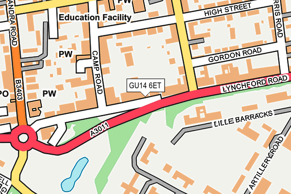 GU14 6ET map - OS OpenMap – Local (Ordnance Survey)