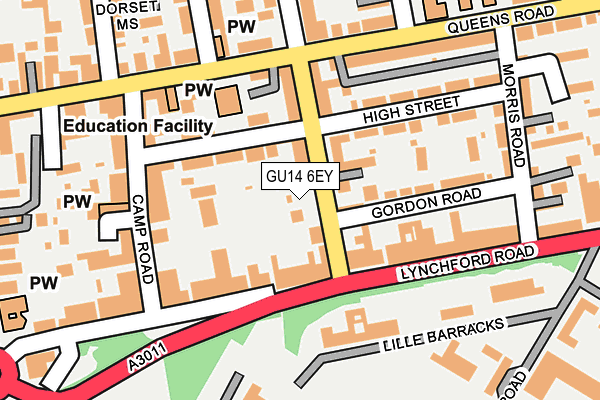 GU14 6EY map - OS OpenMap – Local (Ordnance Survey)