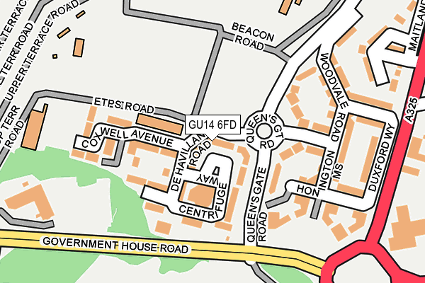 GU14 6FD map - OS OpenMap – Local (Ordnance Survey)