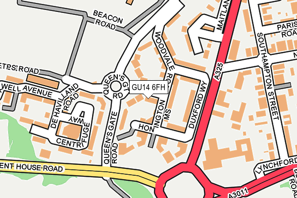 GU14 6FH map - OS OpenMap – Local (Ordnance Survey)