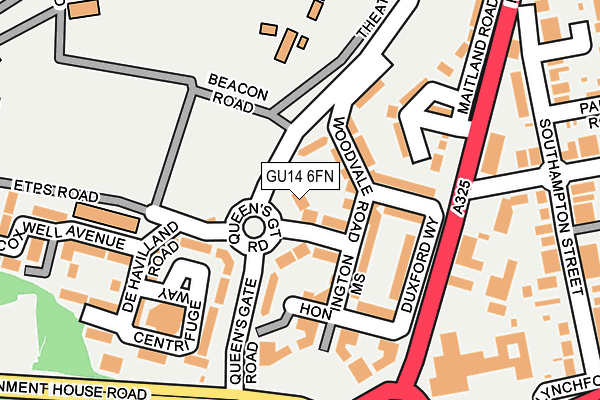 GU14 6FN map - OS OpenMap – Local (Ordnance Survey)