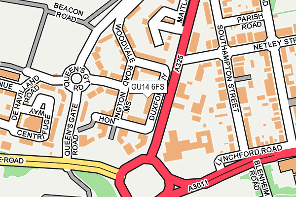 GU14 6FS map - OS OpenMap – Local (Ordnance Survey)