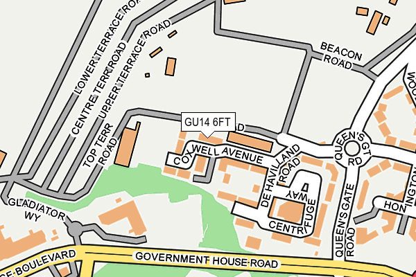 GU14 6FT map - OS OpenMap – Local (Ordnance Survey)