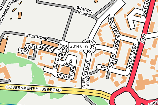 GU14 6FW map - OS OpenMap – Local (Ordnance Survey)