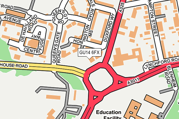 GU14 6FX map - OS OpenMap – Local (Ordnance Survey)