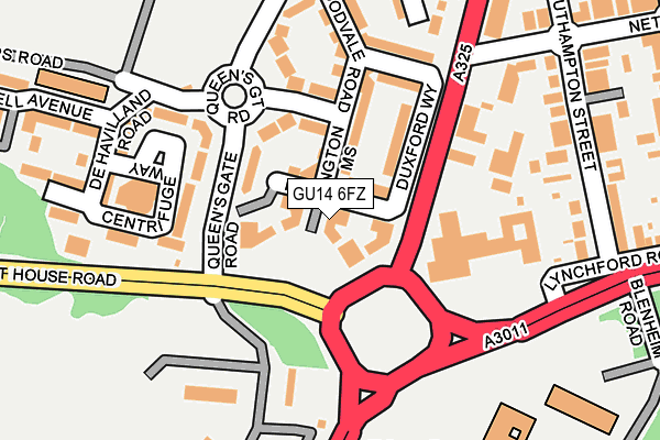 GU14 6FZ map - OS OpenMap – Local (Ordnance Survey)