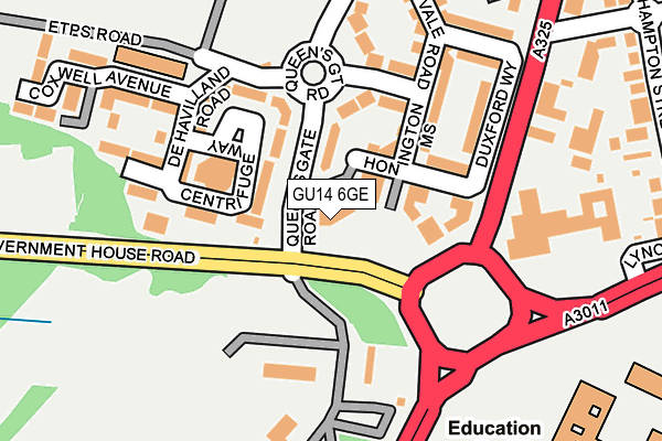GU14 6GE map - OS OpenMap – Local (Ordnance Survey)