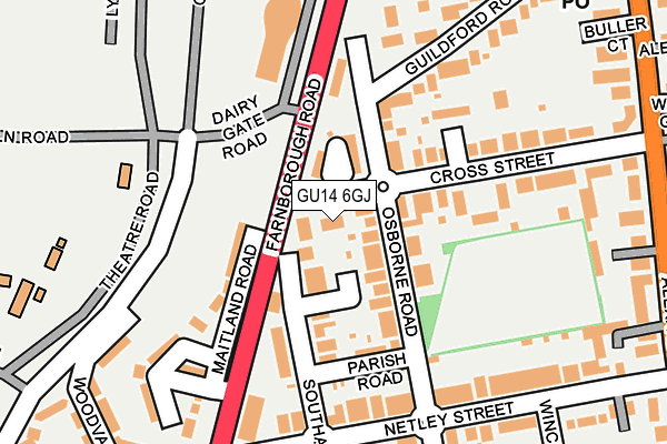 GU14 6GJ map - OS OpenMap – Local (Ordnance Survey)