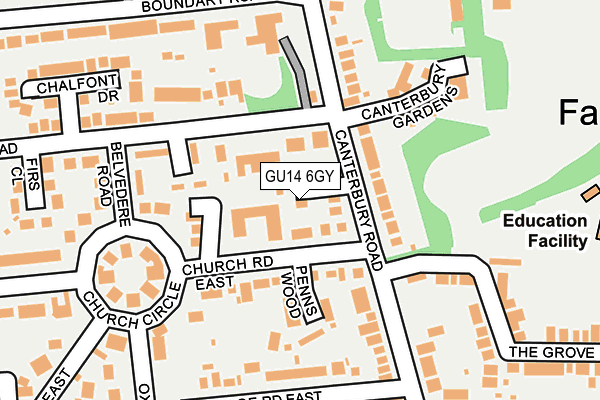 GU14 6GY map - OS OpenMap – Local (Ordnance Survey)