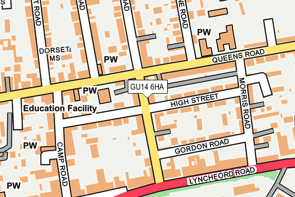 GU14 6HA map - OS OpenMap – Local (Ordnance Survey)